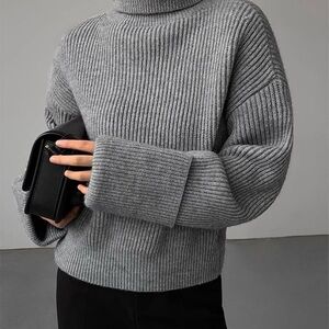 NWT Commense Large Heather Grey Turtleneck Ribbed Casual Winter Sweater